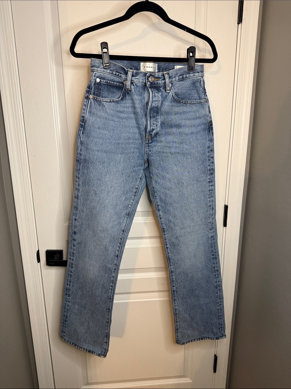 Frame Denim Pale Blue Straight-Leg Jeans